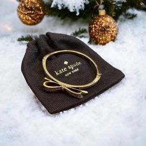 Kate Spade Gold Rhinestone Bow Bangle Bracelet OS